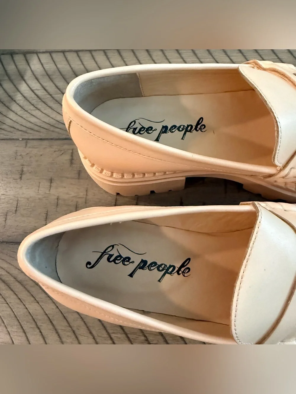 New Free People Lyra Lug Sole Leather Loafers Cantaloupe US 7.5 EU 37.5